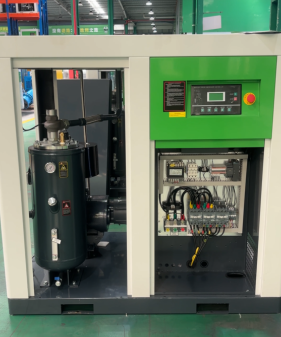 Close-up of intuitive touchscreen display on air compressor