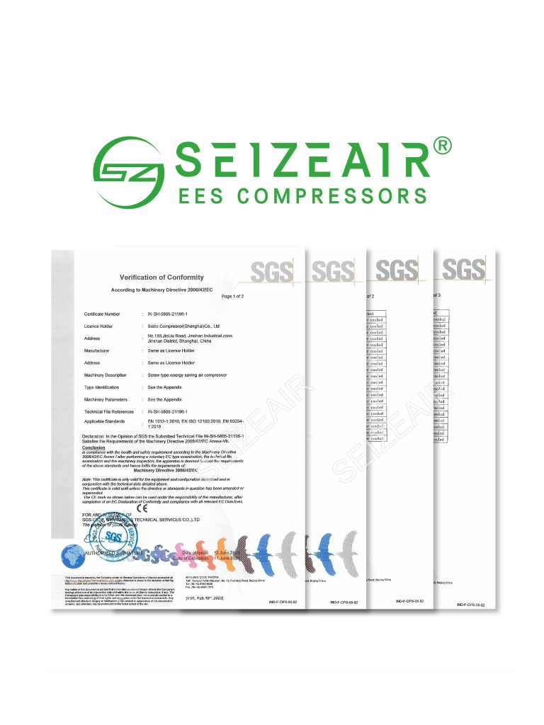 SGS CNE2 Certification & EU CE Marking: How SEIZE Compressors Redefine Excellence in Air Compressor Systems